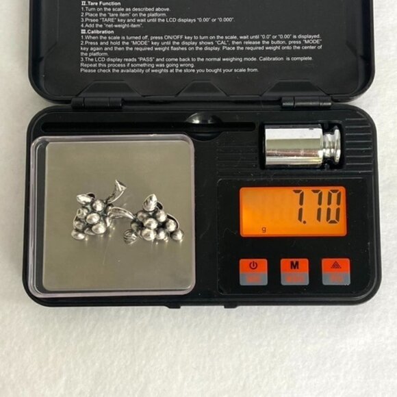 VTG Sterling Silver 925 Mexico Grapes Bunch Fruit Figural Screw Back Earrings - Picture 15 of 15